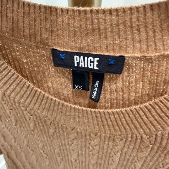 PAIGE Camel Cable Knit Ruffle Shoulder Tank - Picture 3 of 3